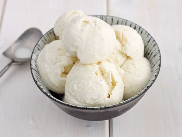 A bowl of vanilla ice cream