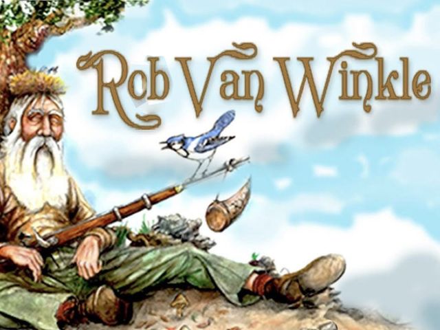 Illustration of an old man
sleeping under a tree,
with large fantasy-style text saying
Rob Van Winkle